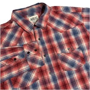 Ariat Shirt Mens XL‎ Retro Fit Multicolor Plaid Western Cowboy Rodeo Rancher